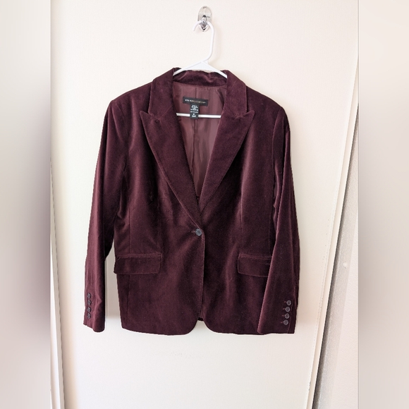 New York & Company Jackets & Blazers - Vintage New York & Company Womens 16 Velour Blazer Jacket Maroon Holiday Party